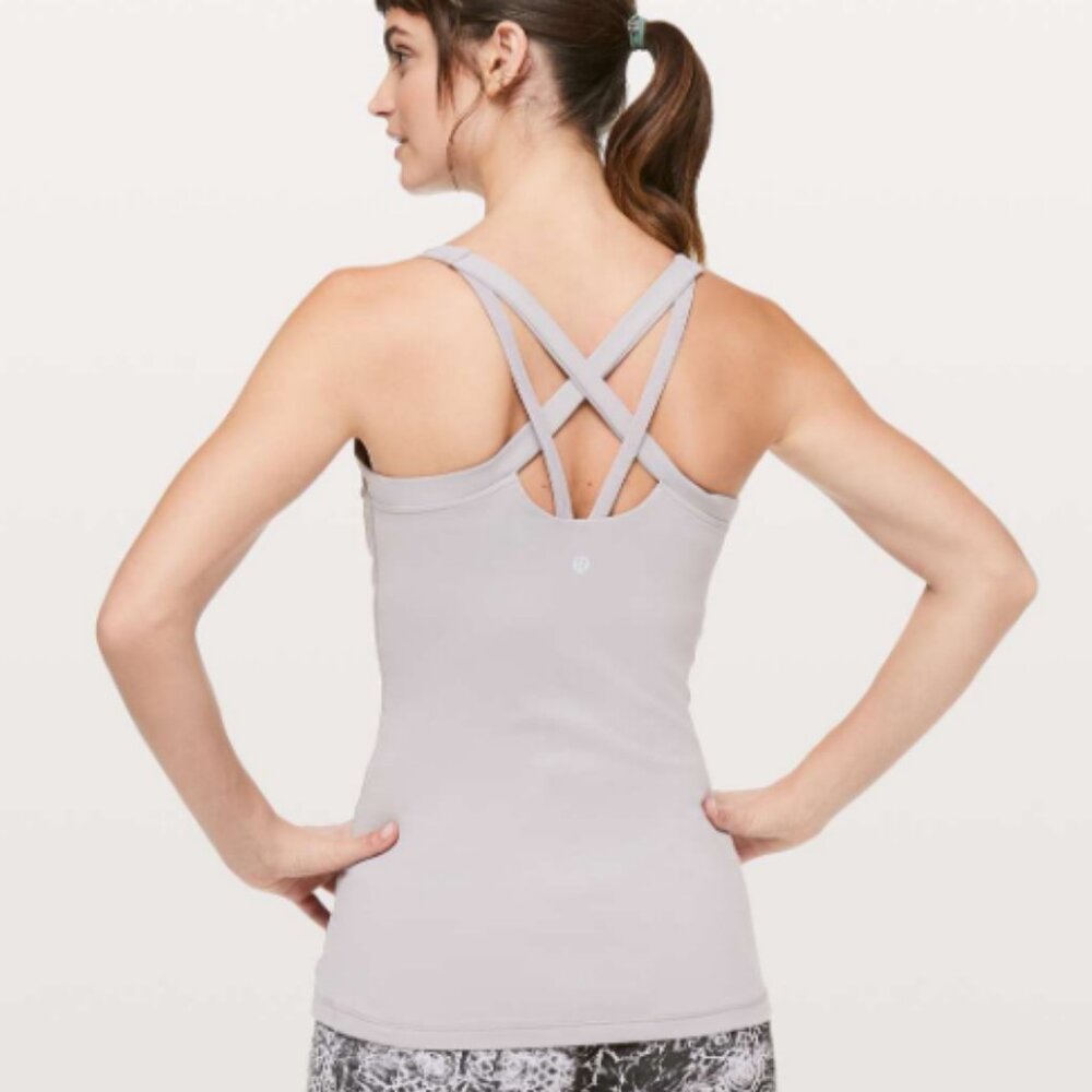 Lululemon Rally Your Heart Tank Bra Dark Chrome Gray Lavender Size 6 Top Medium